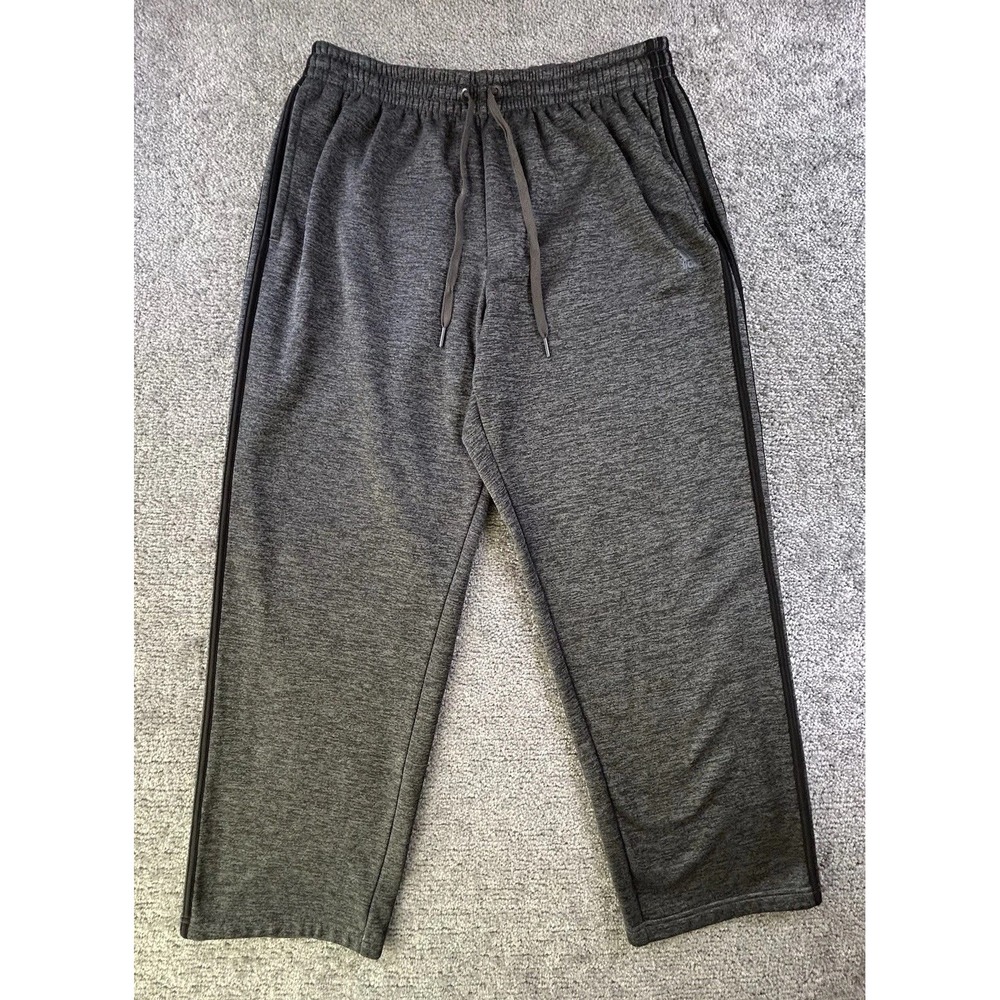 Adidas Mens XL Gray Heathered Fleece 3-Stripe Jogger Sweatpants Pockets